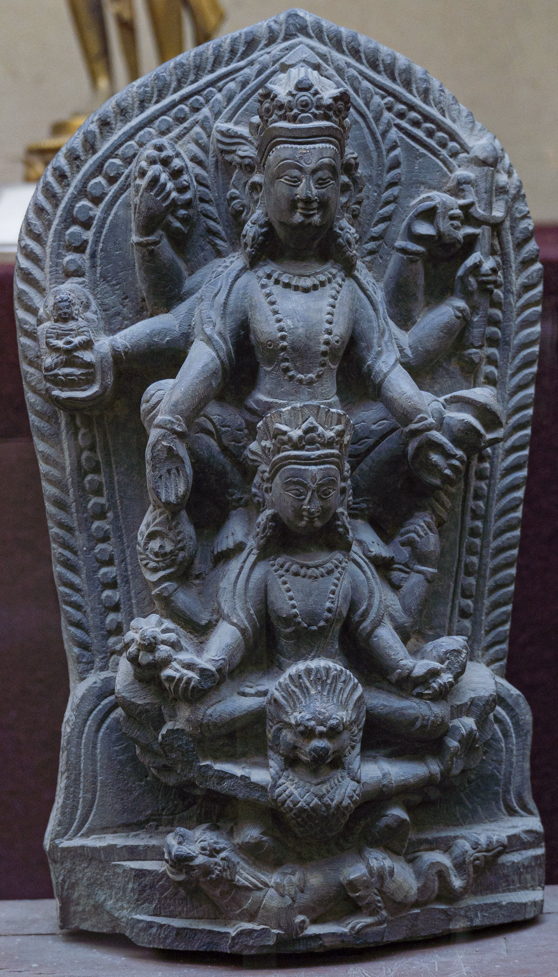 Stone sculpture of Hariharihari Vahana Lokeshvara from the 19th century