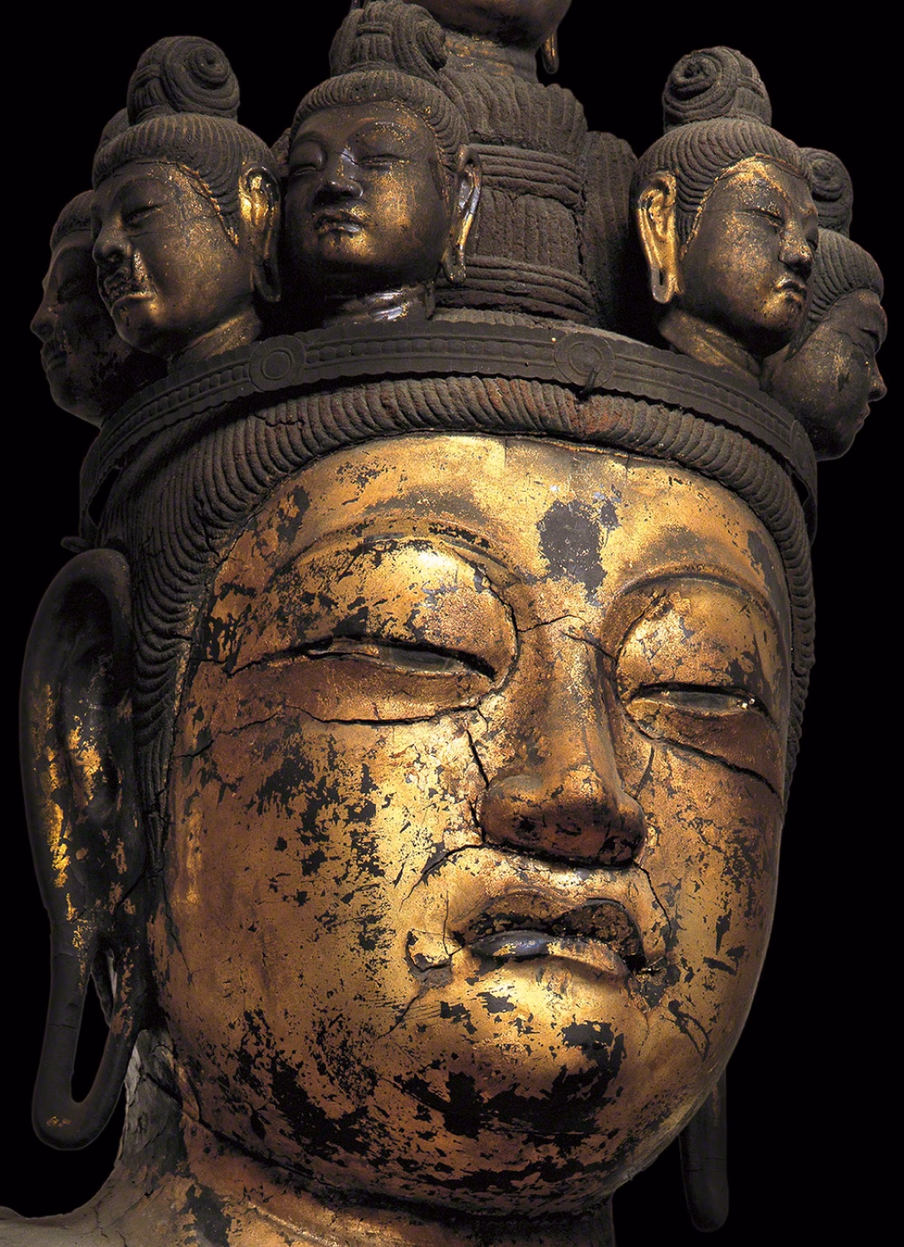 Close-up of the Eleven-Headed Avalokiteshvara statue at Shorin-ji.