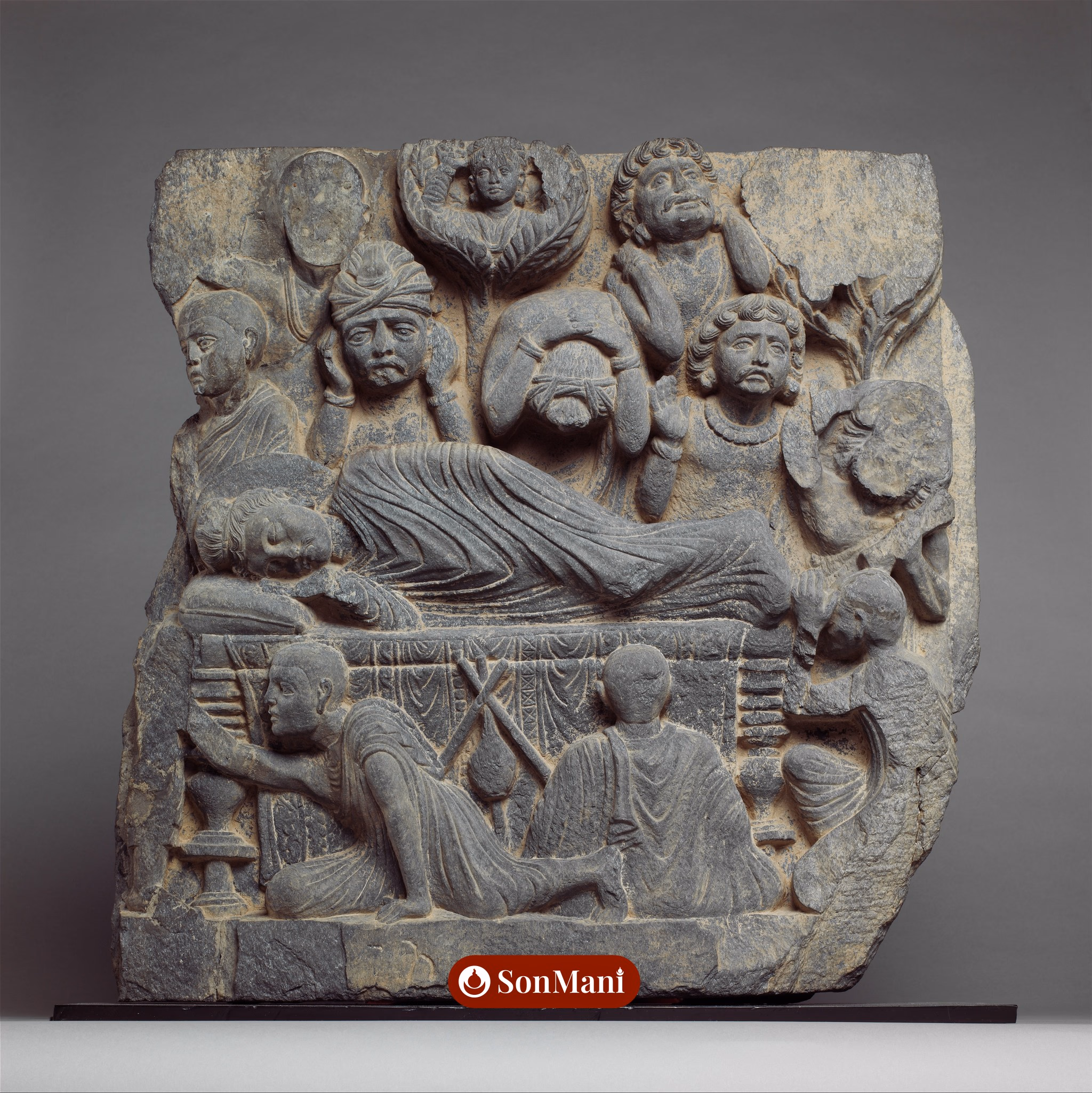The Death of the Buddha (Parinirvāṇa), Gandhāra, Pakistan, ca. 3rd century