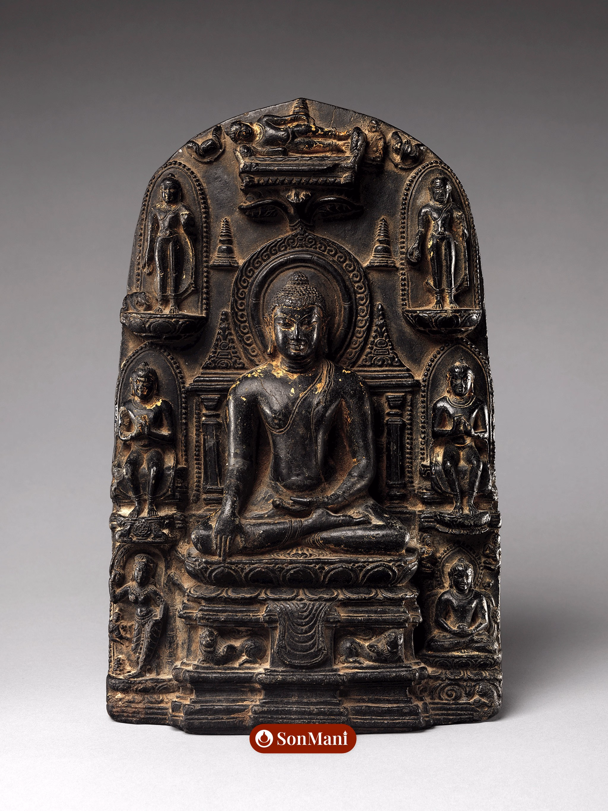 Stele depicting the Eight Great Events from the Life of the Buddha, Bihar (possibly Nālandā), India, 10th century